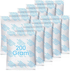 10 Pack 200 Gram Silica Gel Packets Desiccant Packs for Storage Food Safe Moisture Absorber Packs for Spices Jewelry Clothes Shoes Electronics Seeds Safes, Etc