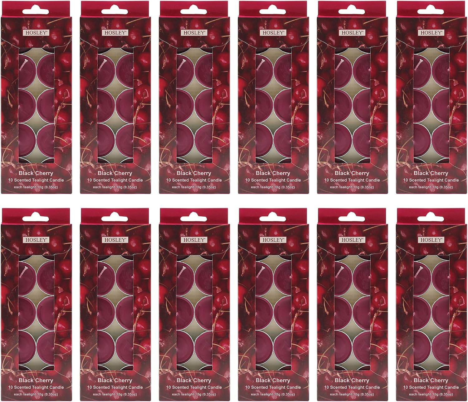 Hosley 120PCs Bulk Pack Black Cherry Fragrance Highly Scented Tea Light Candle. Ideal for Wedding Church Vigil Emergency Lanterns Spa Aromatherapy Party Reiki Candle Garden