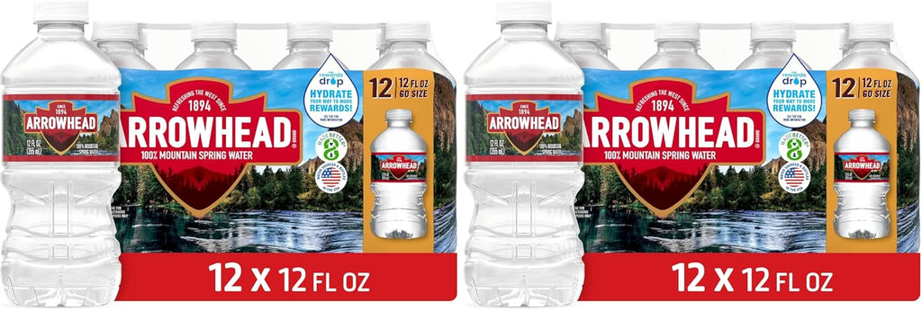 Arrowhead Mountain Spring Water Bottles, 24 Pack - Still Bottled Water with Naturally Occurring Minerals & Electrolytes for Taste - 12 Fl Oz