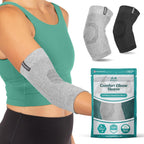 BraceAbility Elbow Compression Sleeve - Elbow Brace for Tendonitis, Bursitis, Arthritis, Tennis, Golfers, Joint Pain Relief, Injury Recovery - Full Support Sleeve for Men and Women (S Gray)