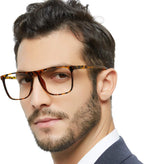 MARE AZZURO Reading Glasses Men Square Reader 0 1.0 1.25 1.5 1.75 2.0 2.25 2.5 2.75 3.0 3.5 4.0 5.0 6.0 (Brown 150)
