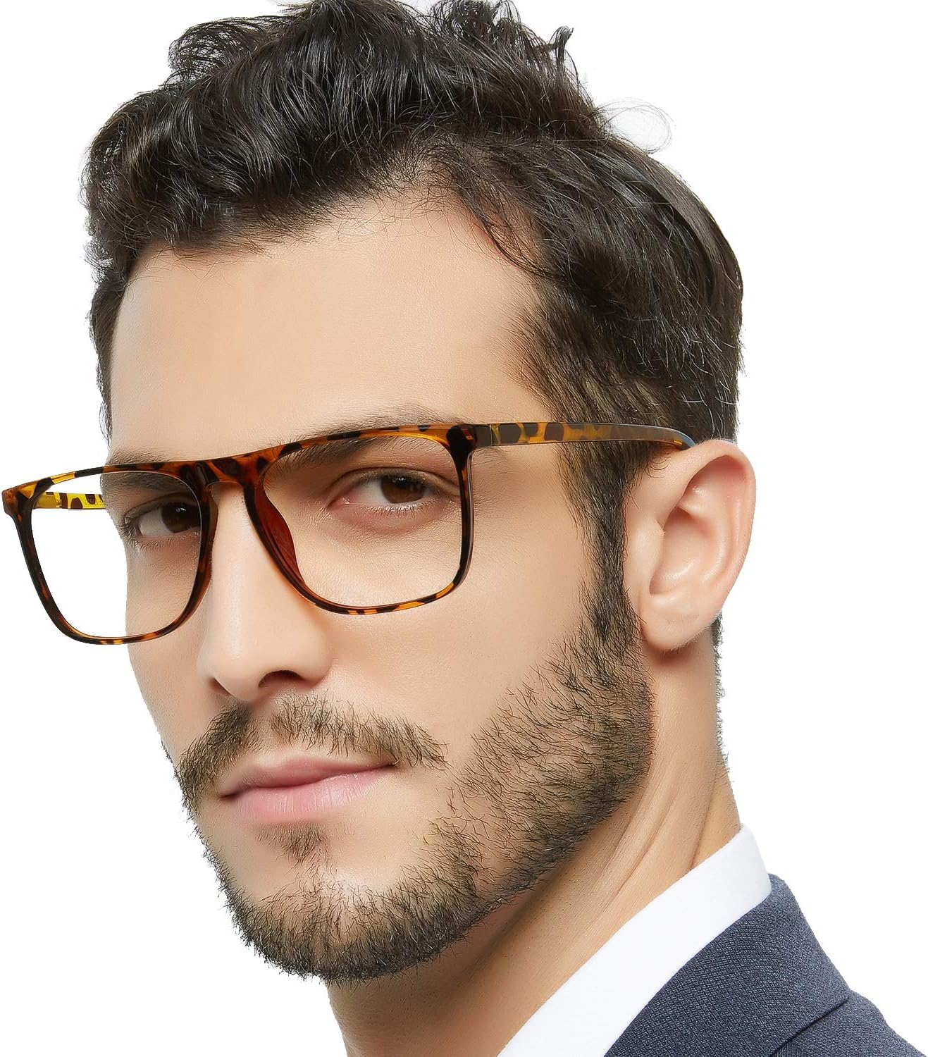 MARE AZZURO Reading Glasses Men Square Reader 0 1.0 1.25 1.5 1.75 2.0 2.25 2.5 2.75 3.0 3.5 4.0 5.0 6.0 (Brown 150)