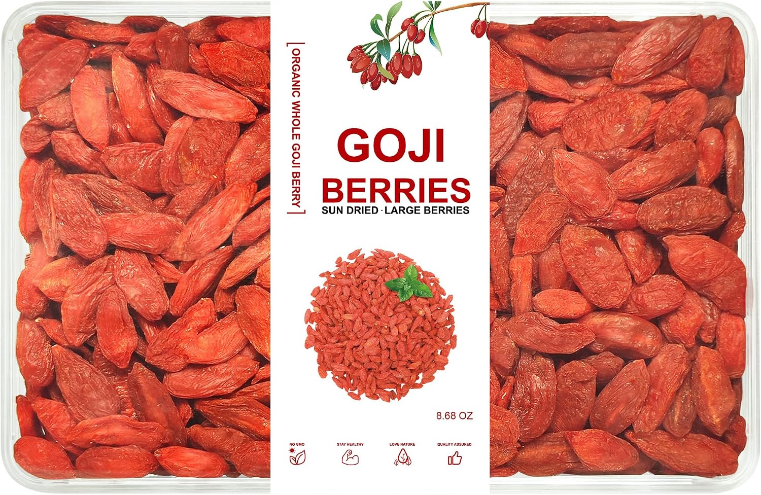 Goji Berries –Superfoods Organic Goji Berries.Extra Large Dried Berries– Vitamin A, Antioxidants, Fiber – Wolfberry - Large Berry Form, 100% Natural Sun-Dried Whole Fruit, Non-GMO & Vegan(8.68oz,box)