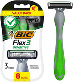 BIC Flex 3 Men's Disposable 3-Blade Razors, Smooth Shave Razors With Pivoting Head and Aloe Strip, 8-Pack