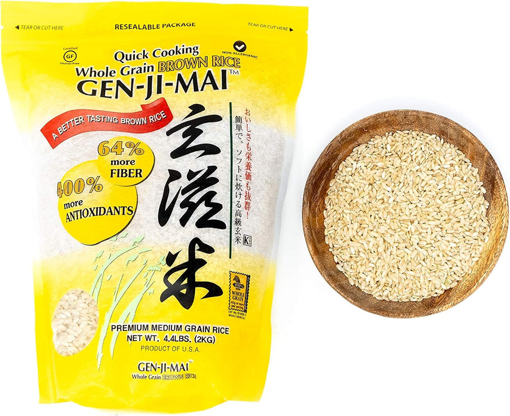 Gen-Ji-Mai Quick Cooking Brown Rice for Meal Prep and Bulk Cooking - Gluten-Free, Vegan, Paleo, Non-Allergenic with 64% more Fiber - Soft and Chewy Texture (4.40 lb bag)