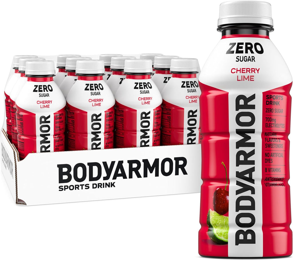 BODYARMOR ZERO Sugar Cherry Lime Electrolyte Drink, Natural Flavors, 16 Fl Oz Bottles (12 Pack), B Vitamins & Antioxidants Sugar Free Hydration