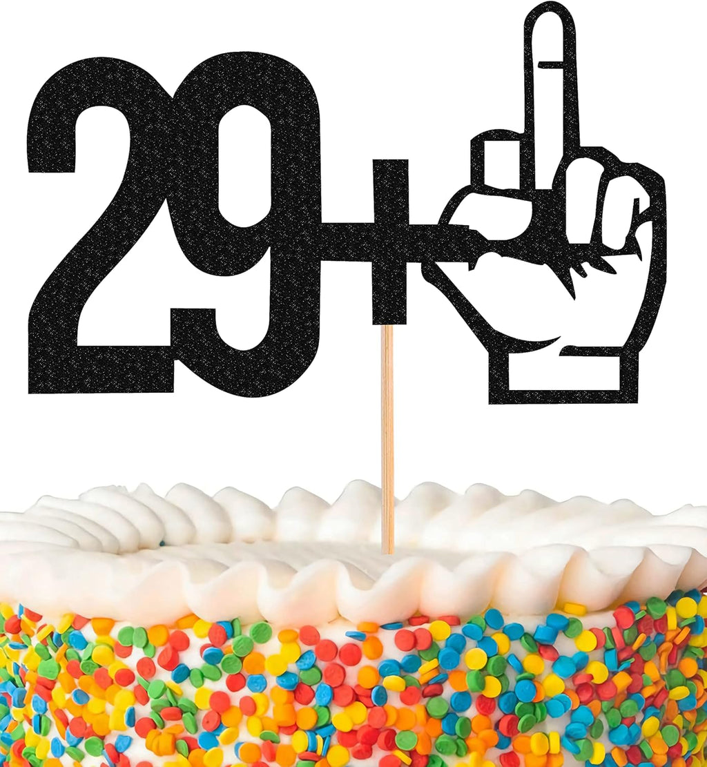 29+1 Cake Topper - Glitter Black 30th Birthday Cake Decorations, Perfect for Thirty Birthday Party, 30th Anniversary or 30 Fabulous