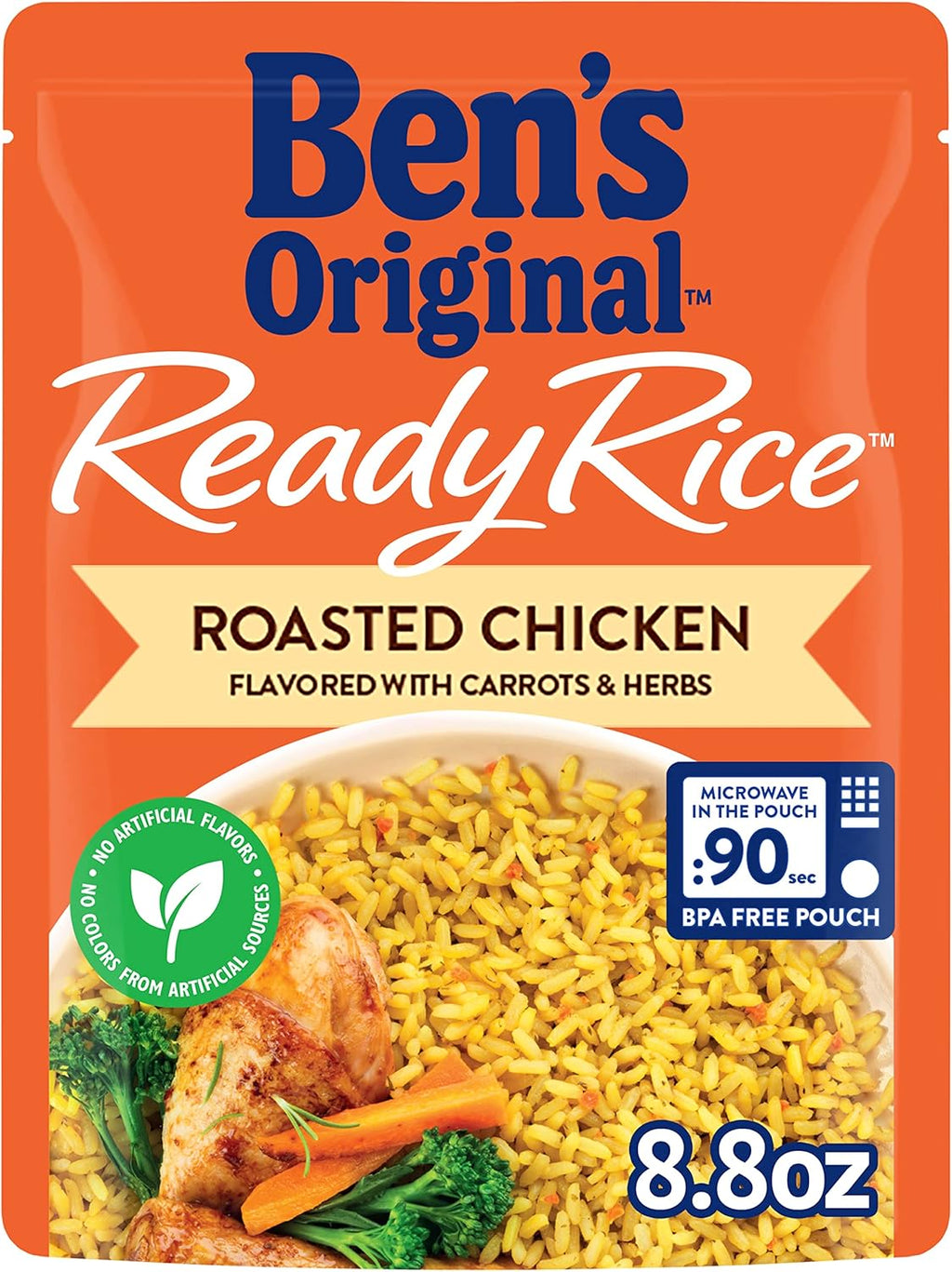 BEN'S ORIGINAL Ready Rice Roasted Chicken Flavored Rice, Easy Dinner Side, 8.8 oz Pouch
