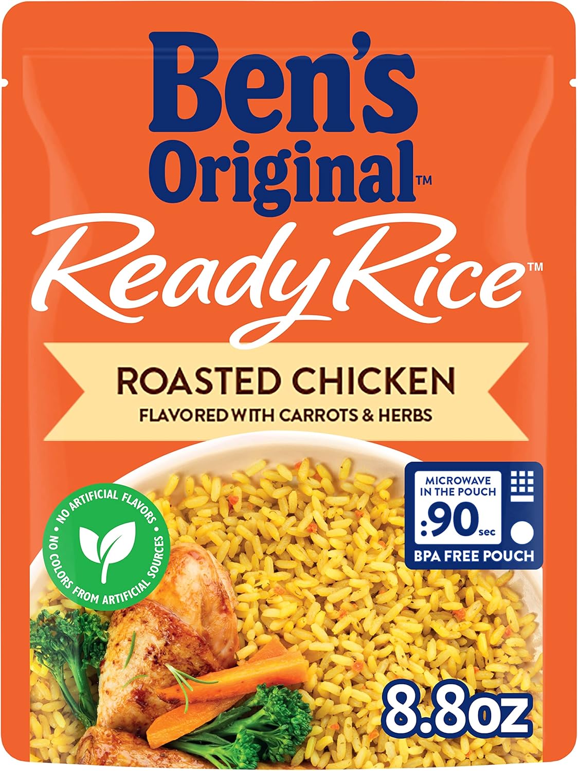 BEN'S ORIGINAL Ready Rice Roasted Chicken Flavored Rice, Easy Dinner Side, 8.8 oz Pouch