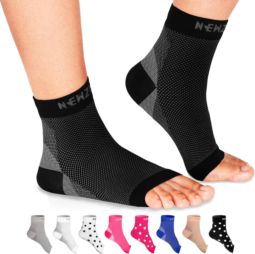 NEWZILL Plantar Fasciitis Socks with Arch Support, BEST 24/7 Foot Care Compression Sleeve, Eases Swelling & Heel Spurs, Ankle Brace Support, Increases Circulation, Relieve Pain Fast (L/XL, Black)