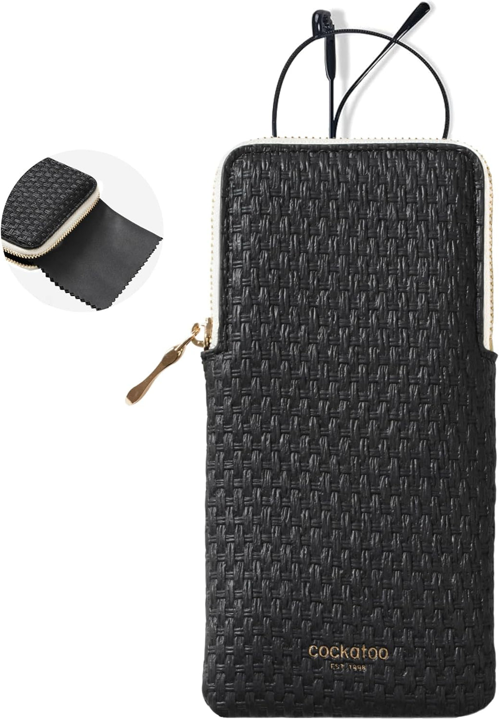 Cockatoo Portable Glasses Case, Drop-Resistant Eyewear Storage Pouch, Slim Soft Case for Sunglasses, with Cleaning Cloth
