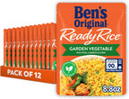 BEN'S ORIGINAL Ready Rice Garden Vegetable Flavored Rice, Easy Dinner Side, 8.8 oz Pouch (Pack of 12)