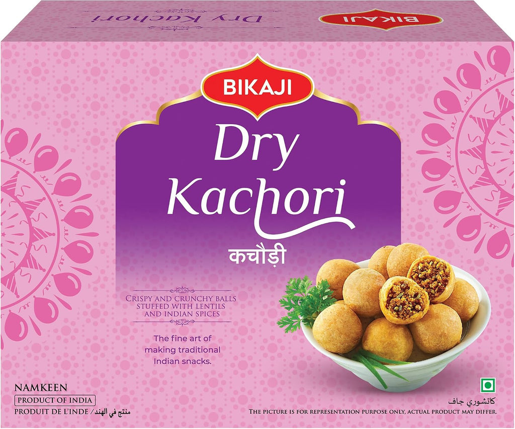 Bikaji Dry Kachori 400g | Crispy Indian Khasta Snack | Spicy Stuffed Mini Kachori | Traditional Rajasthani Namkeen | Ready-to-Eat Tea-Time Snack – 14.1 oz