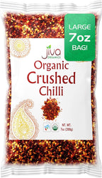 Jiva Organic Chili Flakes 7oz Bag - Crushed Red Pepper Medium Heat, 100% Natural & Non-GMO