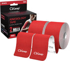 CKeep Kinesiology Tape, Uncut 2 Rolls, Original Cotton Elastic Premium Athletic Tape,Latex Free Hypoallergenic, 2inch x 16ft, Red