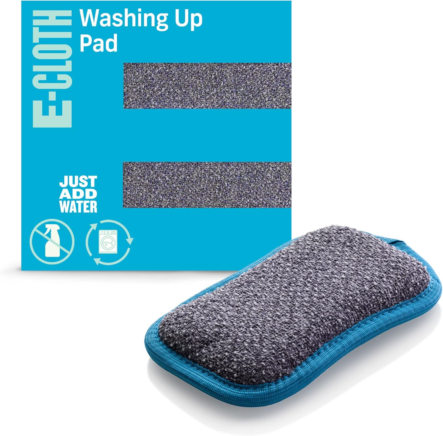 E-Cloth Washing Up Pad, Premium Microfiber Non-Scratch Kitchen Dish Scrubber Sponge, Ideal for Dish, Sink and Countertop Cleaning, 100 Wash Guarantee, Blue, 1 Pack