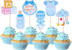 ZHUOWEISM 36 PCS Oh Baby It's a Boy Blue Cupcake Toppers for Baby Shower, Birthday Parties