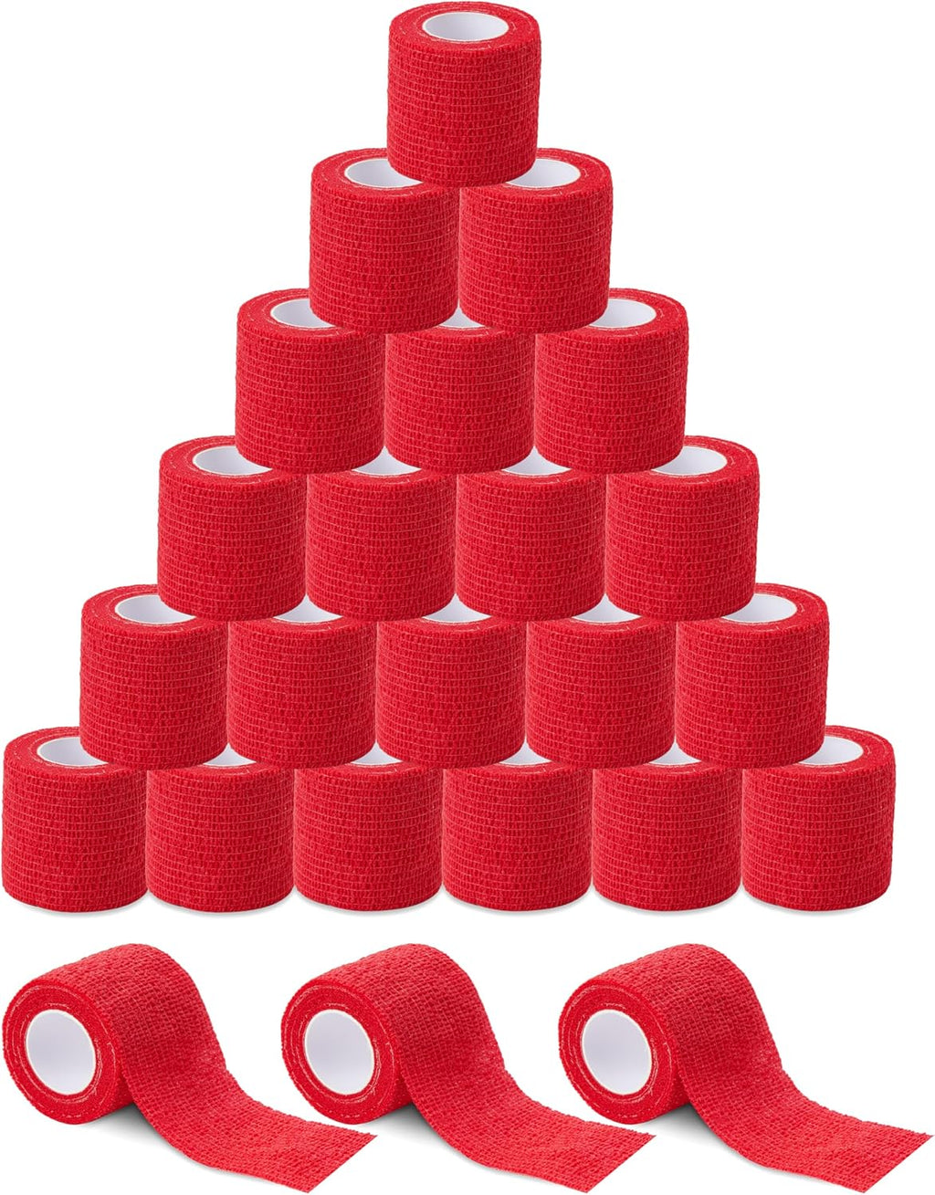 Sensi Wrap Grip Cover Sports Self Bandage Rolls 2-inch x 5-Yards 24pcs (Red)