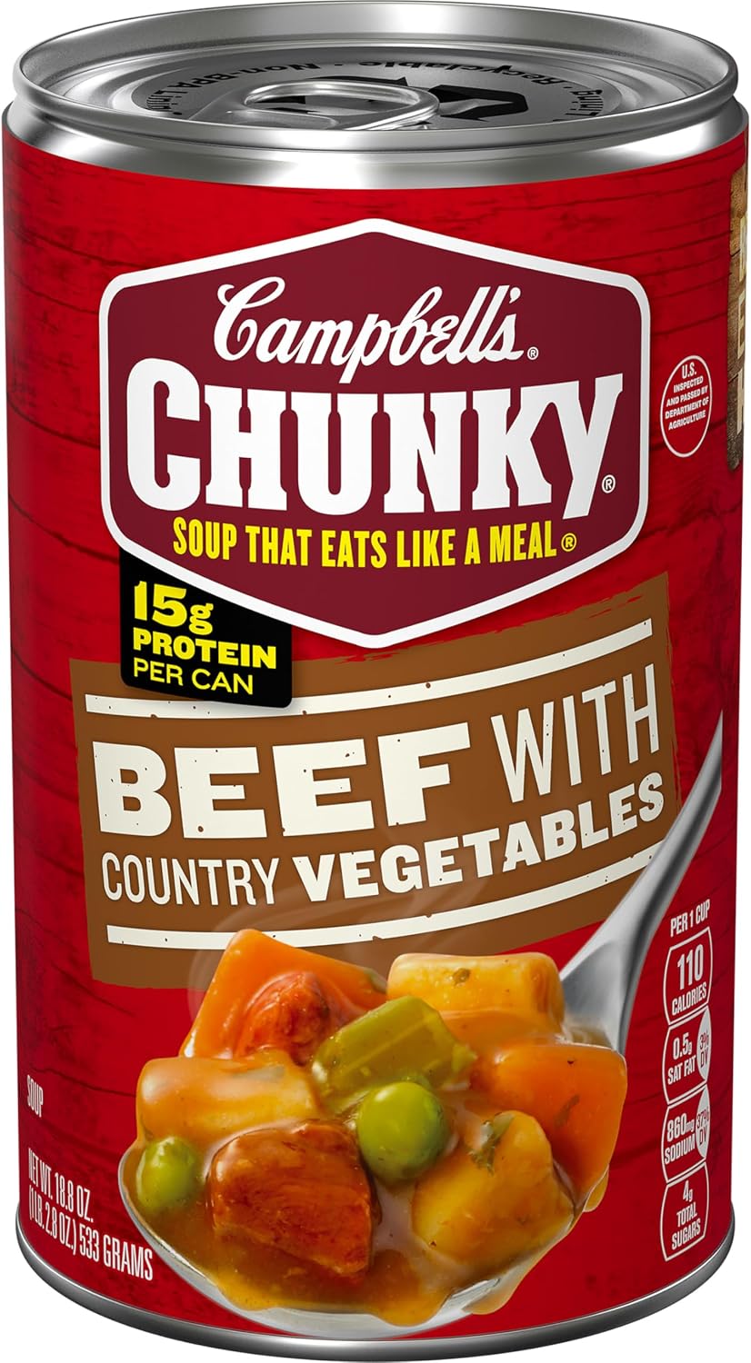 Campbell’s Chunky Soup, Beef Soup with Country Vegetables, 18.8 Oz Can