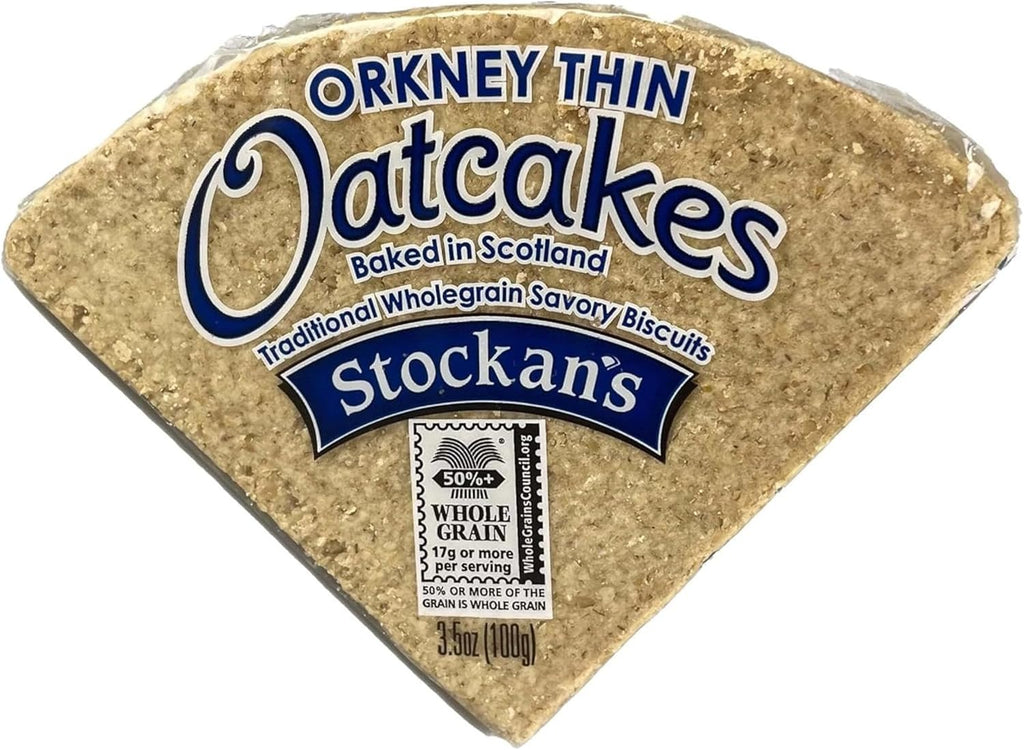 Stockan's Orkney Wholegrain Thin Oatcakes - Traditional Scottish Savoury Biscuits Imported from Scotland - 2 Packs (8 Oatcakes in Each Pack)