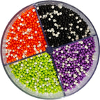 Edible Halloween Nonpareil Sprinkles, 2mm Sugar Pearls for Cake Decorating, Baking, Ice Cream, Cookies, Cupcake Topper Decorations,5.9oz(White&Orange&Black&Green&Purple)