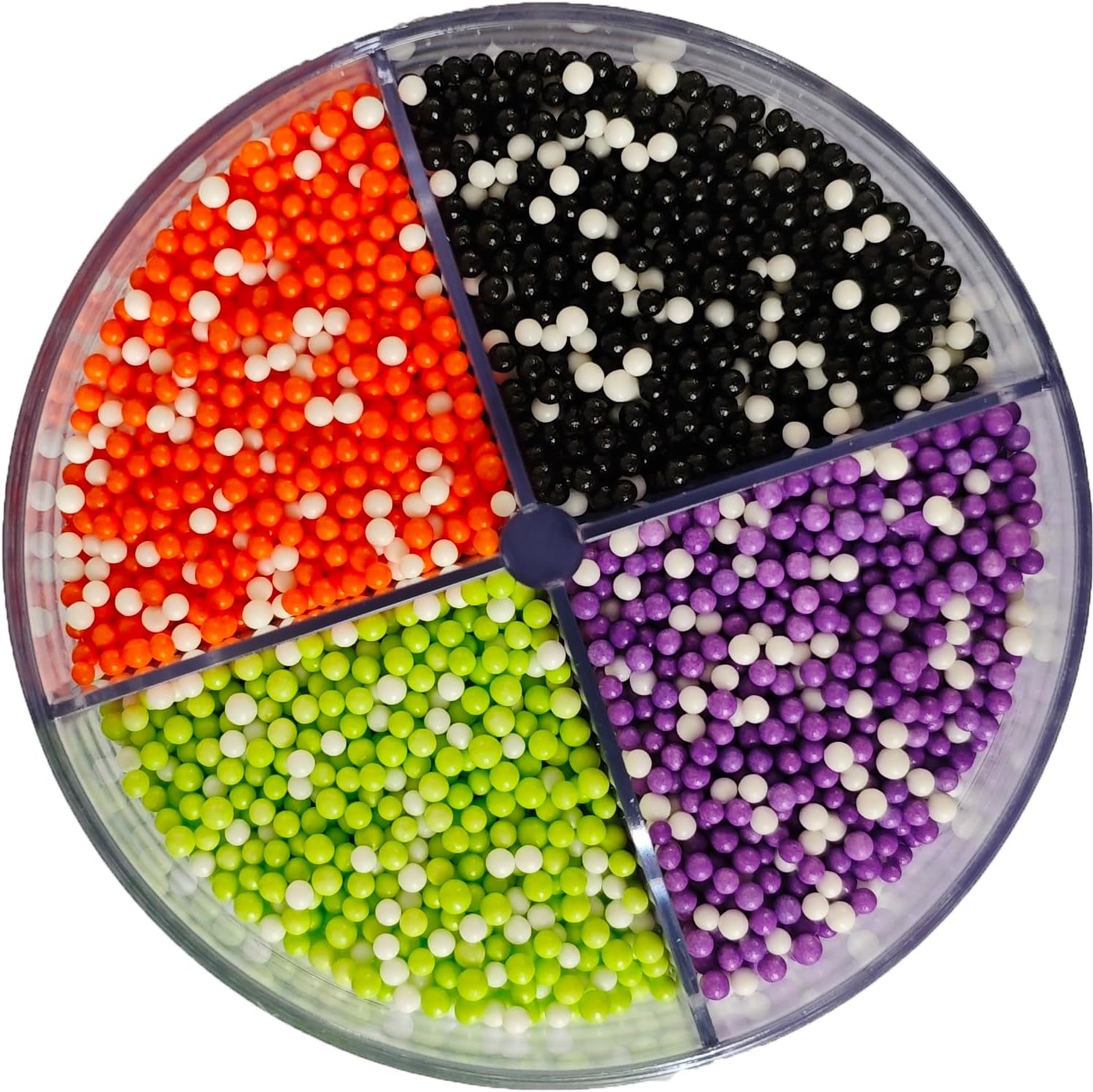 Edible Halloween Nonpareil Sprinkles, 2mm Sugar Pearls for Cake Decorating, Baking, Ice Cream, Cookies, Cupcake Topper Decorations,5.9oz(White&Orange&Black&Green&Purple)
