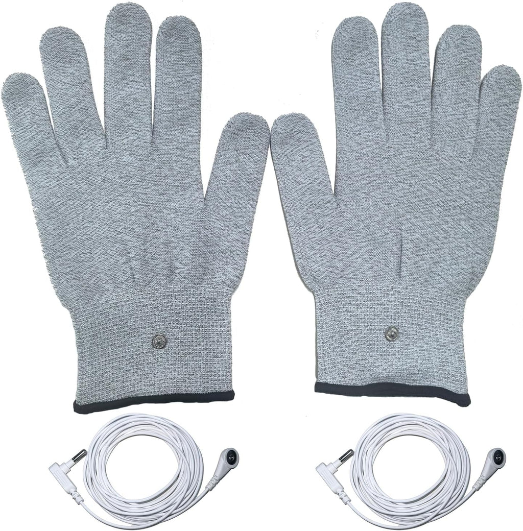Conductive Silver Fiber Gloves,Grounding Gloves,Release Static Electricity,Massage Glove,Touch Screen,1 Pair(Includes 2 Grounding Wire)