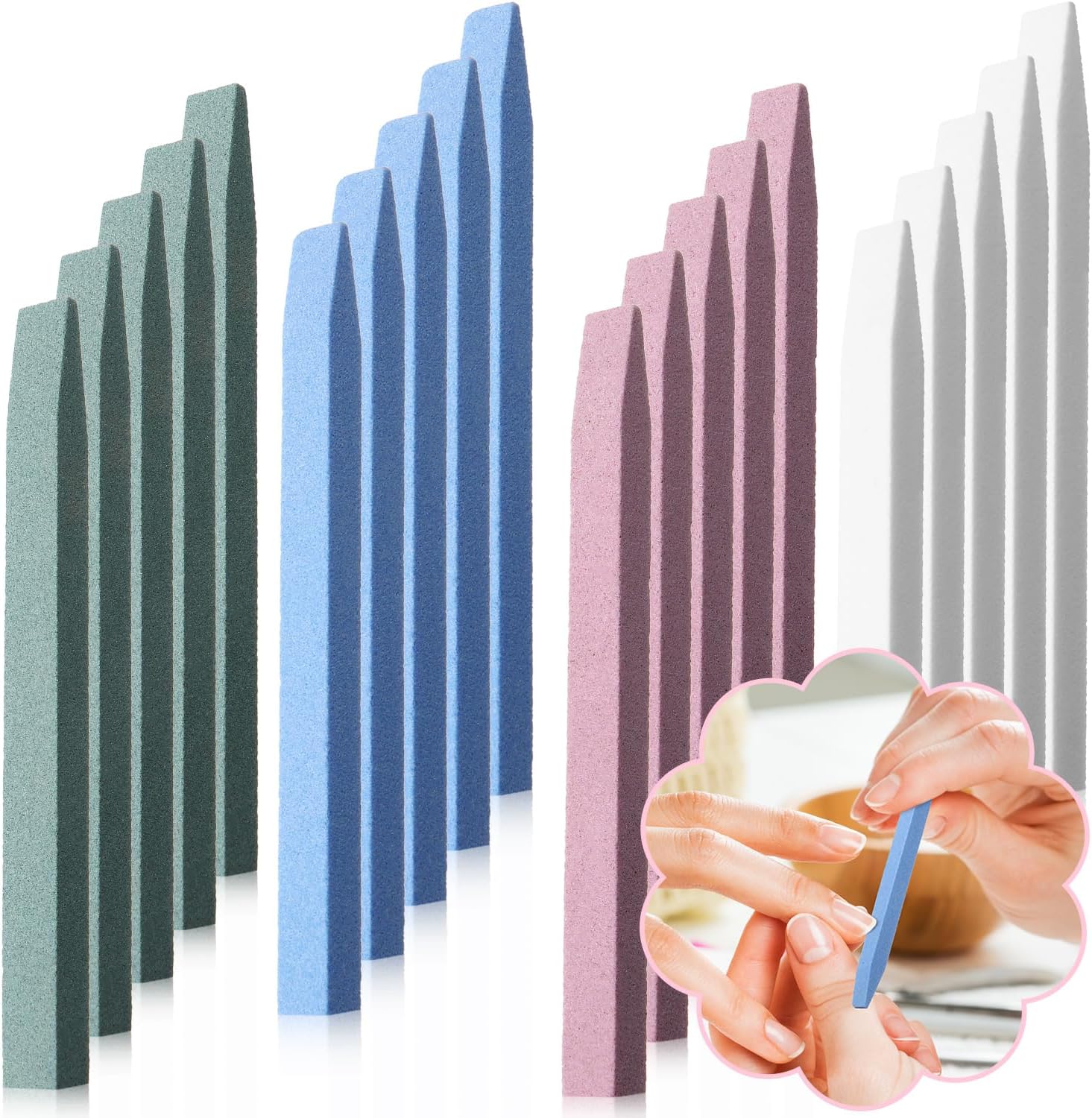 Mudder 8 Pcs Stone Nail File Pumice Stick for Fingernails Pumice Rock Nail Cuticle Pusher Rock File for Home Salon Toenail Buffing Tool (4 Colors)