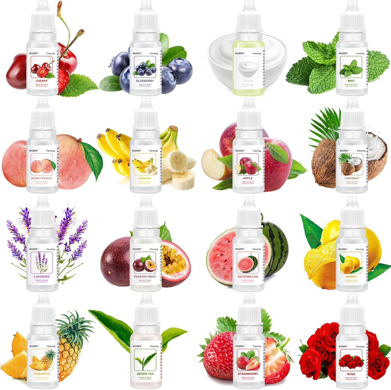 Food Flavoring Oil,16 Lip Gloss Flavoring Oil for Candy Making-Concentrated Candy Flavors for Lip Balm,Baking,Cooking,Drinks, Soap and Slime Making- 0.35 Fl Oz（10ml）