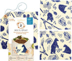 Bee's Wrap Beeswax Wraps for Food - 3 Pack of Assorted Beeswax Wraps - 2 Medium & Sandwich Wrap - Made in USA Reusable Natural Food Wrap - Bees & Bears