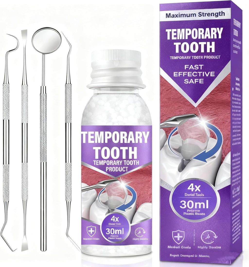 Tooth Repair Kit, Temporary Tooth Filling Kit with 30 Ml & 4 Dental Tool, Fixing Missing & Broken Tooth Replacements for Men and Women, Smile Confidently Again