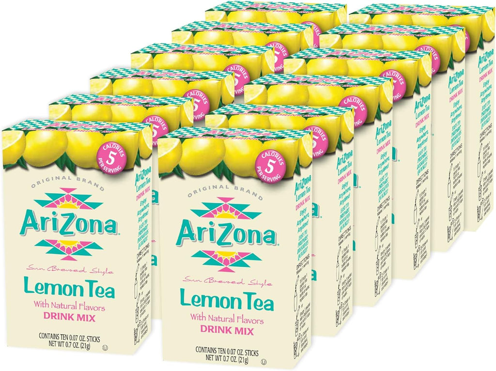 AriZona Lemon Tea - On-the-Go Powdered Drink Mix, 0.07oz 120 Count - 10ct Boxes (Pack of 12)