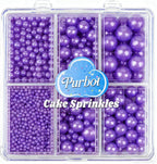 Purple Pearl Sprinkles for Cake Decorating, 4 Sizes Sugar 130g/4.6oz, Cupcake, Ice Cream, Donuts, Macaron Toppings Supplies (2mm, 4mm, 7mm, 1cm)