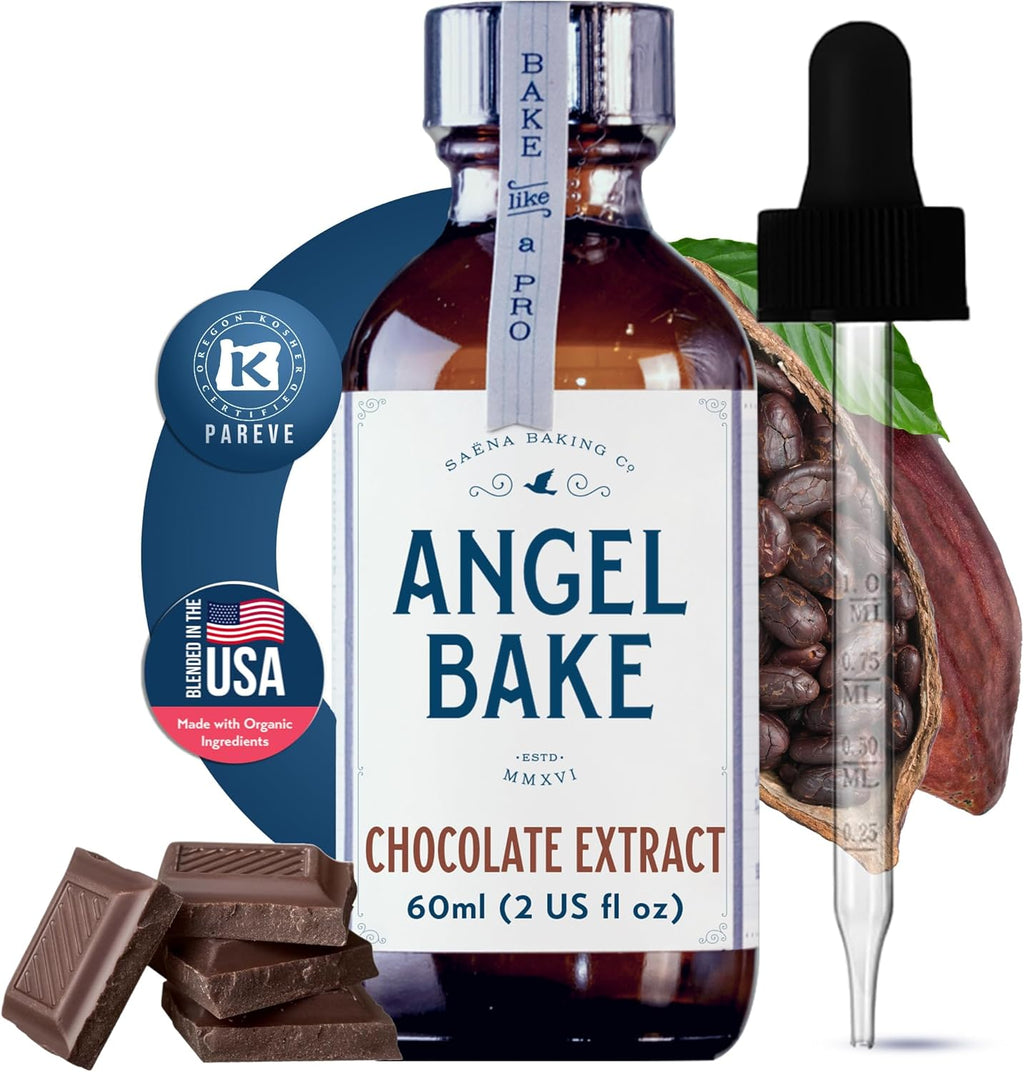 Pure Chocolate Extract for Baking, Mixology, Desserts & Recipes- Kosher, Keto Friendly, Vegan, Gluten-Free Flavoring for Beverages, Cooking- Rich, Aromatic Essence (2 Oz Extract w/ Latex-Free Dropper)