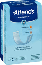 Attends Booster Pads for Adult Incontinence Designed to Boost Absorbency of Other Attends Products, Unisex, one Size, 3.5"x11", 24 Count (Pack of 8)