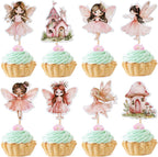 40 PCS Fairy Cupcake Toppers Flower Wing Angel Fairy Cupcake Picks Ballet Dancer Fairies Party Cupcake Decoration for Wonderland Garden Elves Theme Girls Birthday Party Cake Decorations Supplies