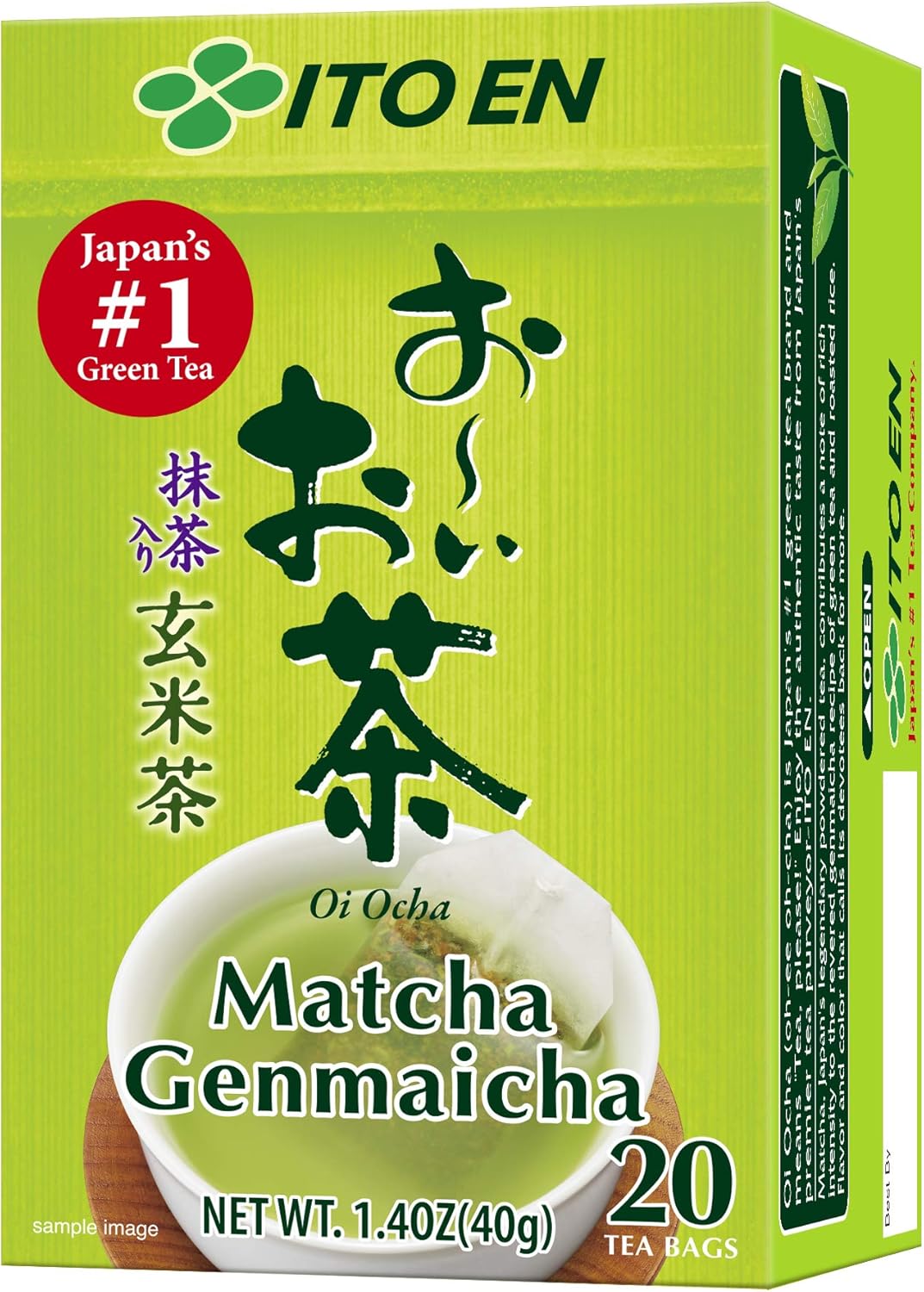 Ito En Oi Ocha Genmaicha Tea, 20-Count, 1.8 Ounce Boxes (Pack of 4)
