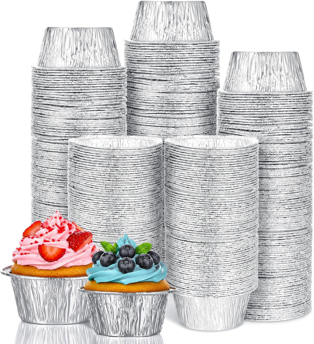 300 Pack Aluminum Foil Ramekins, 4 oz Disposable Baking Cups for Tart, Cupcake, Souffle, Appetizer Food Shell Pans Baking Dish Pie Tins Plate Foil Ramekins for Eggs Pudding Muffin