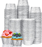 300 Pack Aluminum Foil Ramekins, 4 oz Disposable Baking Cups for Tart, Cupcake, Souffle, Appetizer Food Shell Pans Baking Dish Pie Tins Plate Foil Ramekins for Eggs Pudding Muffin