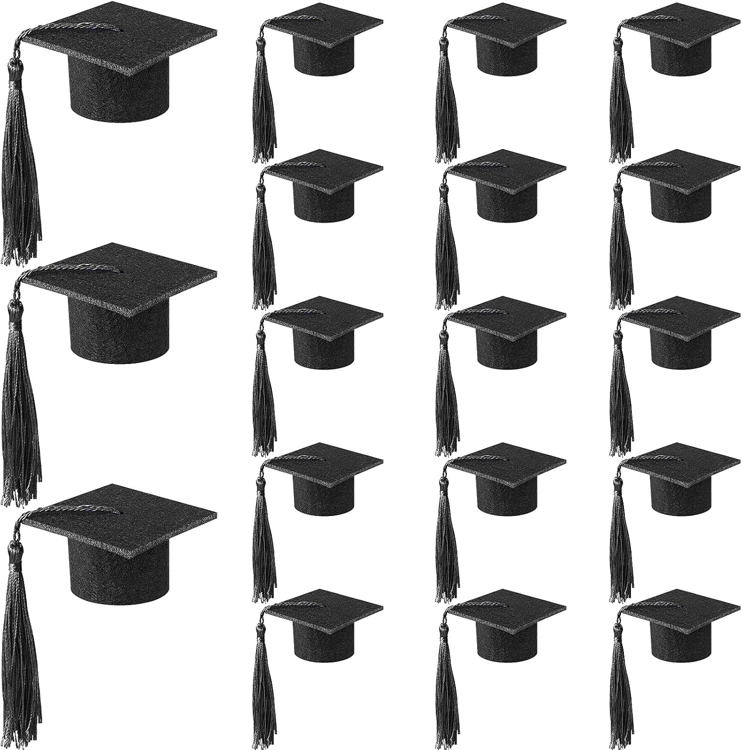 Geiserailie 18 Pcs 2026 Mini Graduation Caps with Tassel Graduation Wine Bottle Topper Bachelor Hat Shaped Party Decor