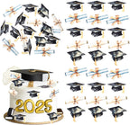 60 PCS Graduation Cap Edible Cupcake Toppers Class of 2026 Graduation Party Cake Decorations Edible Diploma Grad Cap Cupcake Picks for 2026 Graduated Party Cake Food Decorations Supplies Gold