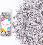 Silver Sprinkles for Cake Decorating, White Silver Sprinkles Mix for Cupcakes Toppers, Ice Cream, Cookie, 3.52oz