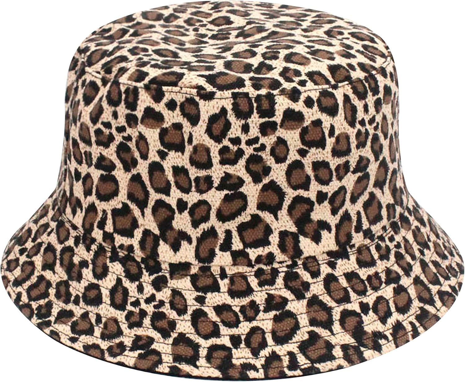 Reversible Leopard Bucket Hat Cotton Fisherman Cap Packable Cheetah Sun Hat for Women and Men