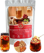 Harbique Organic Ginger Goji Berry Tea – Mama Flow Red Date (Jujube) Tea with Longan, Sweet & Spicy Flavor, Traditional Chinese Women's Herbal Tea, Caffeine-Free, 25 Individually Wrapped Tea Bags, 250g