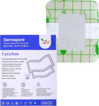 VED Dermapore Waterproof Adhesive Wound Dressing- Suitable for cuts and grazes, Diabetic Leg ulcers, venous Leg ulcers, Small Pressure sores- Medium, 6 x 7cm (Pack of 5)., Blue