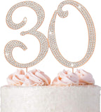 30 Cake Topper - Premium Rose Gold Metal - 30th Birthday or Anniversary Party Sparkly Rhinestone Decoration Makes a Great Centerpiece - Now Protected in a Box