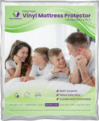 Mars Wellness Waterproof Vinyl Mattress Protector and Cover - Contoured Fitted White Mattress Cover Sheet - 1 Pack - Full