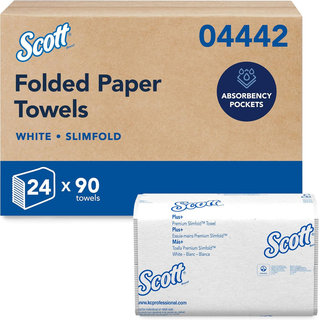 Scott Professional Pro Slimfold Folded Paper Towels, Bulk (04442), Absorbency Pockets, White, for Compatible Kimberly-Clark Professional Dispensers (24 Packs of 90 Sheets, 2,160 Sheet Total)