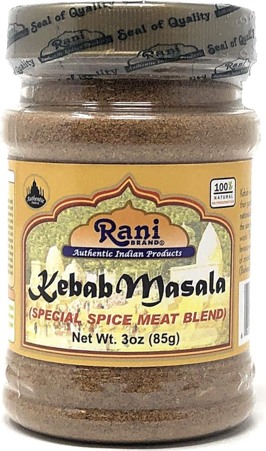Rani Kebab Masala Indian Spice Blend for Meat Dishes 3oz (85g) PET Jar ~ All Natural, Salt-Free | Vegan | No Colors | Gluten Friendly | NON-GMO | Indian Origin