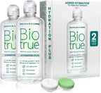 Biotrue Hydration Plus Contact Lens Solution with Lens Case, Multi-Purpose Solution for Soft Lenses, Hydrates with Hyaluronan, Cleans, Clears, and Disinfects for All-Day Comfort, 10 Fl Oz (Pack of 2)
